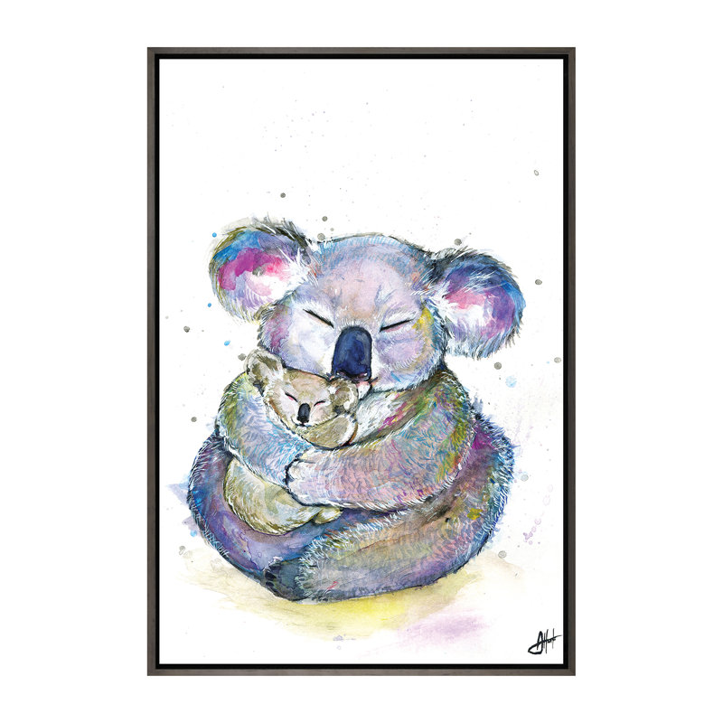 Décoration murale Kuddly Koalas, pour enfants, H 60 po x l 40po x P 1,5 po, Toile avec cadre gris foncé rustique