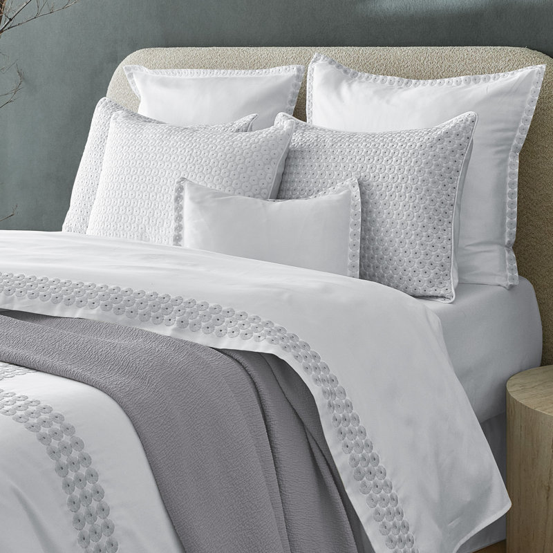 Angele Pillow Case, Queen Sheet Set, Silver