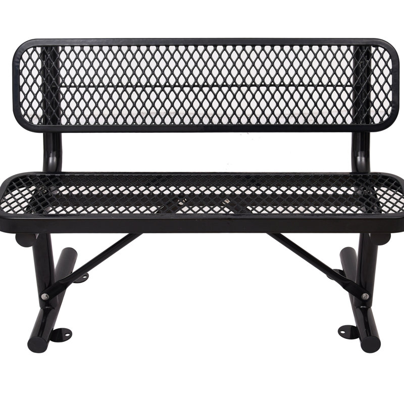 4 pi Banc en plastique trempé - noir, pour terrasse de jardin en acier L 48 po x l 23,2 po