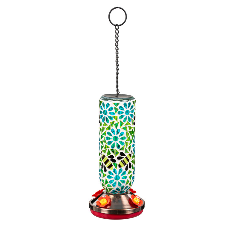 Mosaic Glass Hanging Hummingbird Feeder