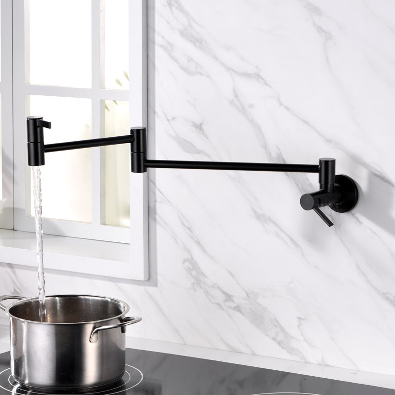 Contemporary 2-Handle Wall-Mounted Pot Filler, Oil Rubbed Bronze