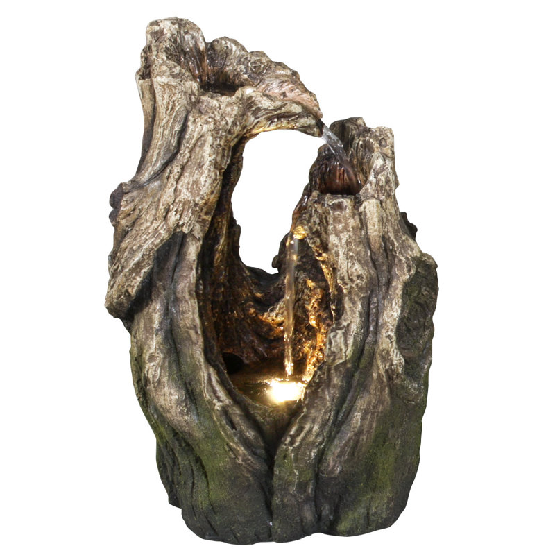 Polyresin Tree Trunk Fountain with LED Lights