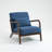 Mid Century Modern Accent Chair With Wood Frame, Upholstered Living Room Chairs With Waist Cushion, Reading Armchair For Bedroom Sunroom