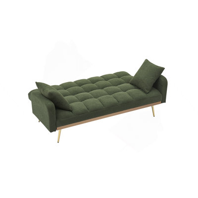 69 Inch Adjustable Teddy Sofa Bed In Green, For Small Space Living And Bedroom Comfort