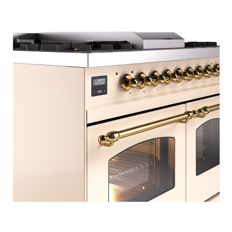 ILVE Nostalgie II Series 40 inch Dual Fuel Range with 6 Sealed Burners, Griddle (Glass Door), Liquid Propane