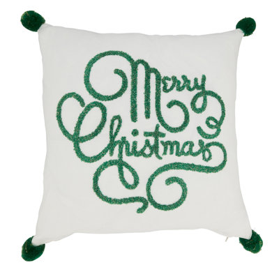 Merry Martinique Merry Christmas Design Square 100% Cotton Pillow Cover