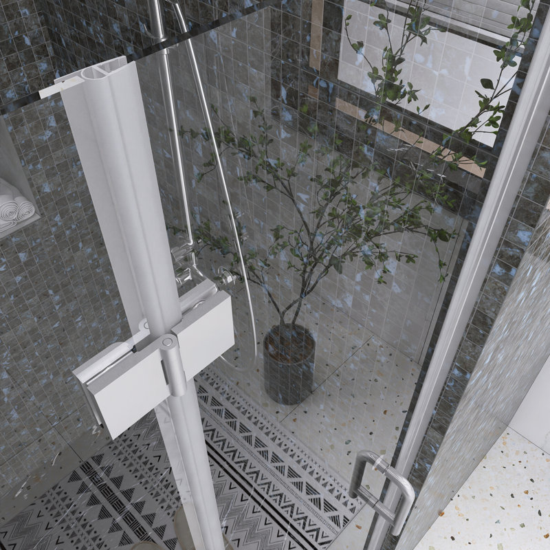 36'' Chrome Semi-Frameless Bi-Fold Shower Door with Clear Glass