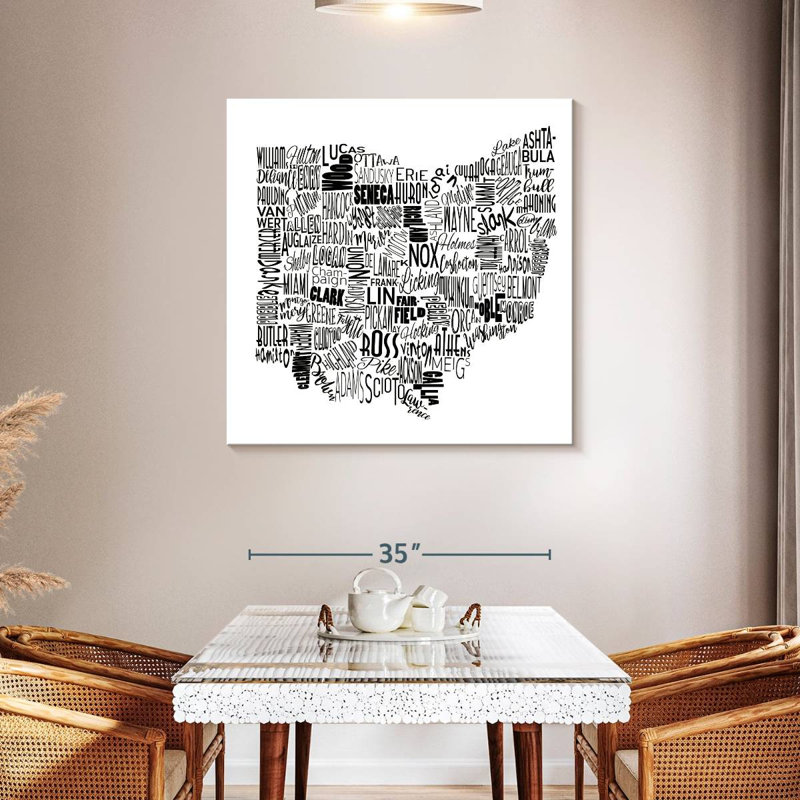 Carte de Aliaz, Ohio, typographie, H 39 po x l 39 po