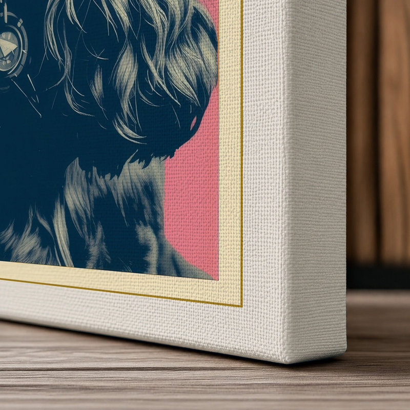 Gentle Spaniel Portrait Pop Art - Wrapped Canvas, 24x16 - 61.0 x 40.6 cm, Cream Border