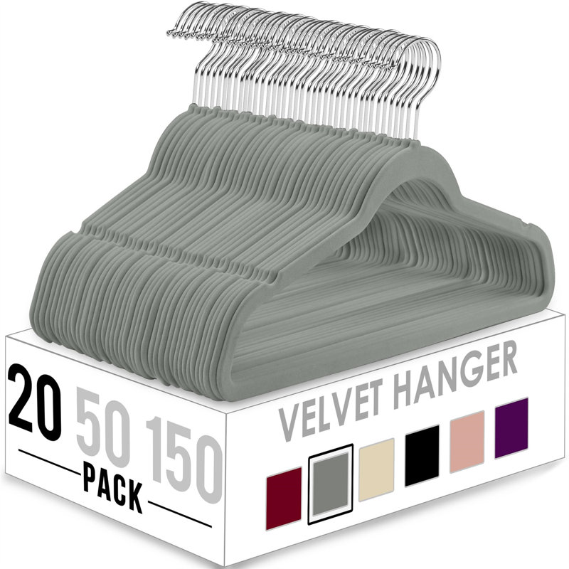 Cintre anti-dérapant standard Niyelli pour costume / manteau, Gris, 20