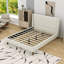 Lit plateforme tapissier en bois avec pieds en bois-226377297