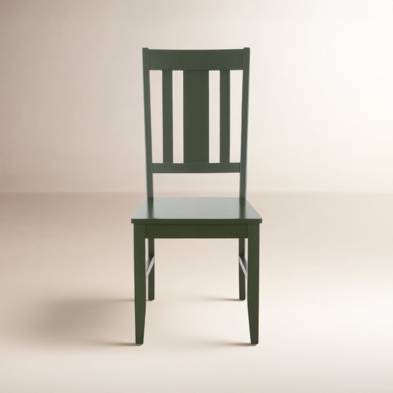Caria Sam Slat Back Side Chair, Dark Green