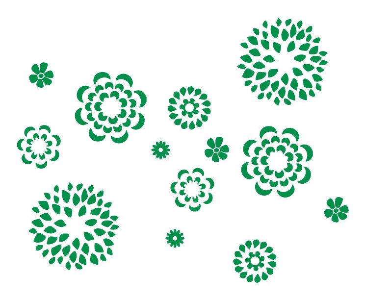 Adhésif décoratif motif floral, H 19 po x l 24 po x P 0,01 po, Vert clair