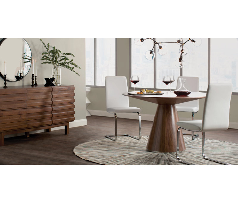 Exylian 19.5'' H Faux Leather Upholstered Side Chair, Black Faux Leather, Chrome