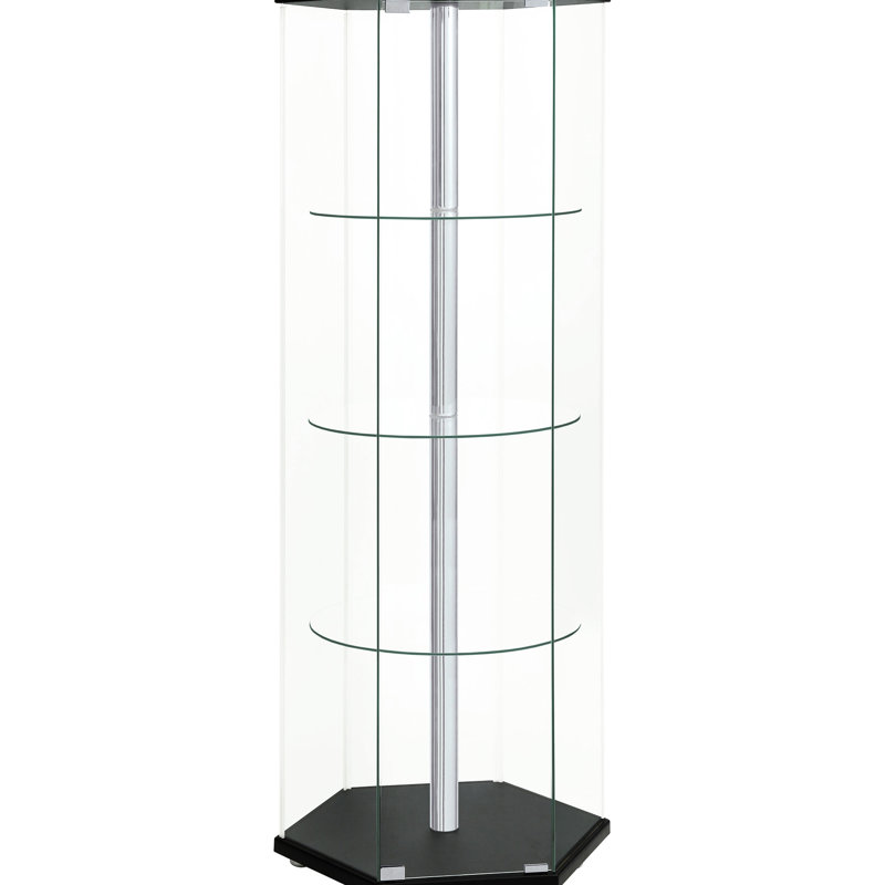 Four Black Glass Curio Cabinet With And Hexagonal Feature For Display In Primary Living Areas Design Storing Decor Spaces