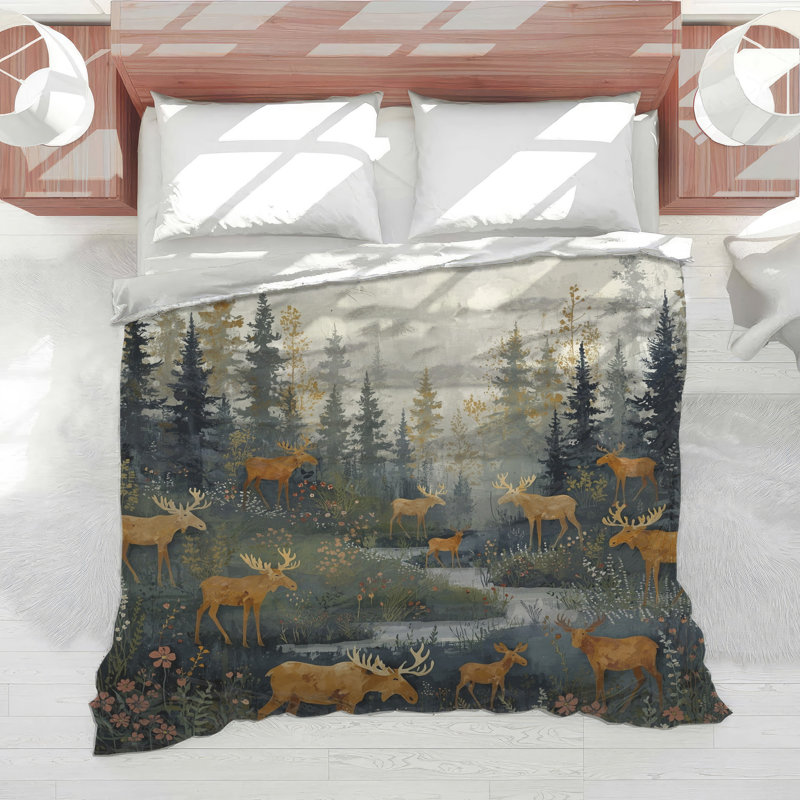 Édredon Moose Forest Scene, Twin Extra Long