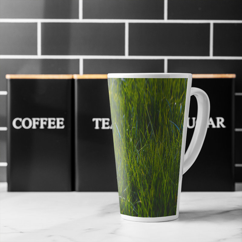 Fresh grass background, natural grass Designer Latte Mug