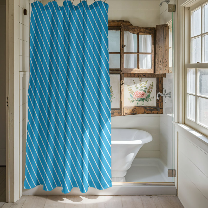 Rideau de douche Blue Stripes - Premium, H 74 po x l 35 po