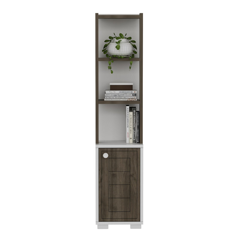 Stylish Bookshelf, White & Walnut, 100% Melamine Coated Particle Board, Thickness: 0.7 Inches | Modern Design Perfect for Home or Office, Space-Saving & Elegant Storage Solution