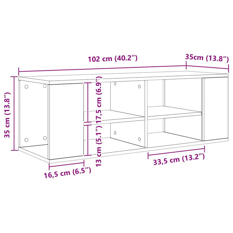 Wall-Mounted TV Cabinet Wall-Mounted 102 X 35 X 35 Cm, Old Wood