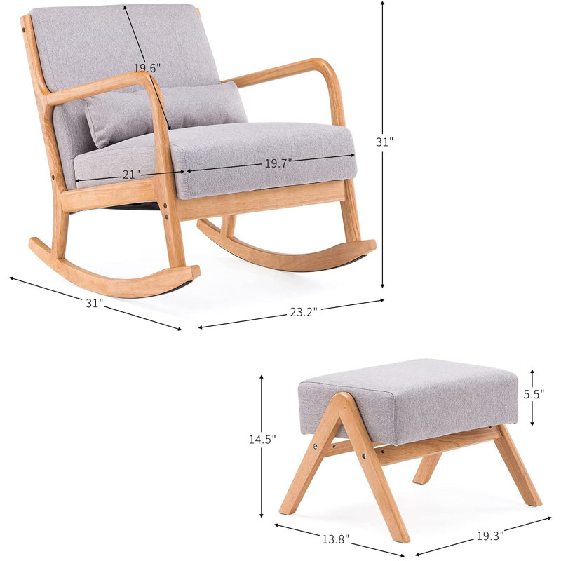 Chaise berçante inclinable avec repose-pieds Ahvianna, Gris