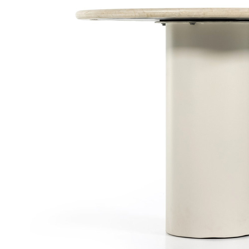 Belle Round Marble Dining Table, Cream Marble/Ivory Iron