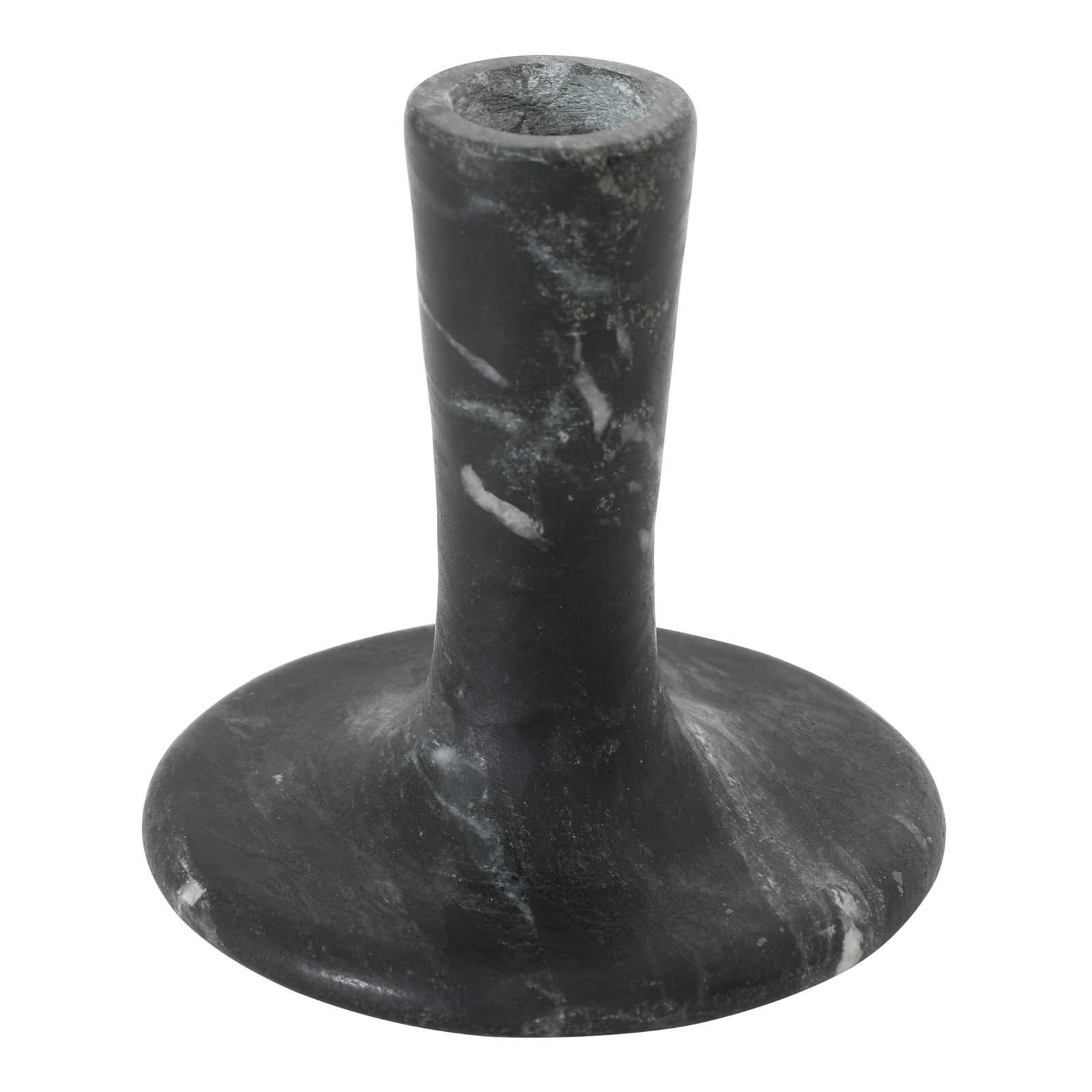 Marble Tabletop Candlestick, 4" H x 4" W x 4" D, Black Vein Marble