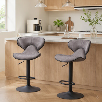Ensemble de 2 tabourets pivotants réglables avec base chromée Weatherl Upholstery Airlift