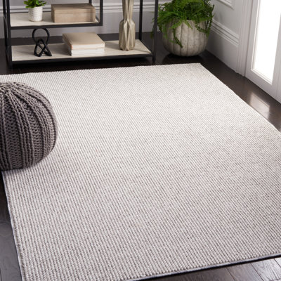 Croland Striped Machine Made Power Loom Jute Area Rug in White/Grey