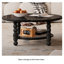 Table basse ronde noire en bois massif et verre