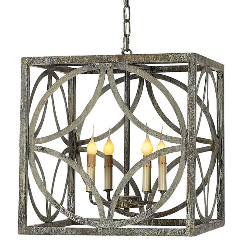 Diamond 4 - Light Candle Style Square Chandelier, Deep Ocean