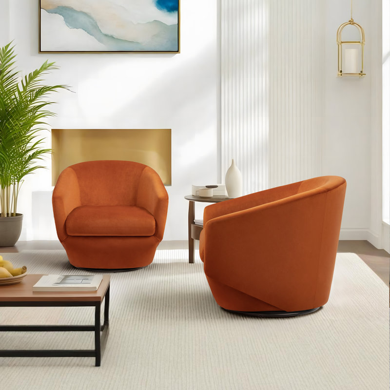 Fauteuil demi-tonneau pivotant rembourré Aunna