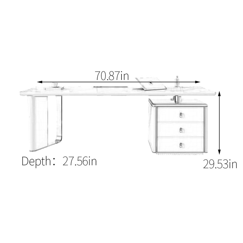 Degroot, H 29,53 po x l 70,87 po x P 27,56 po, Gris / Blanc