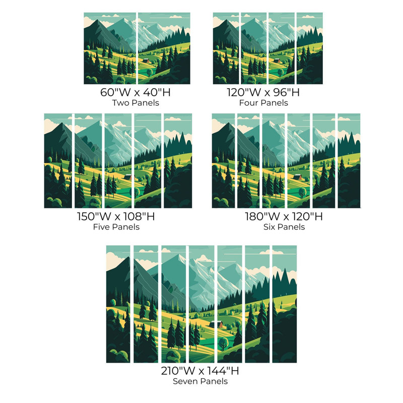 Papier peint de qualité supérieure - Paysage de montagne, L 96 po x l 120 po