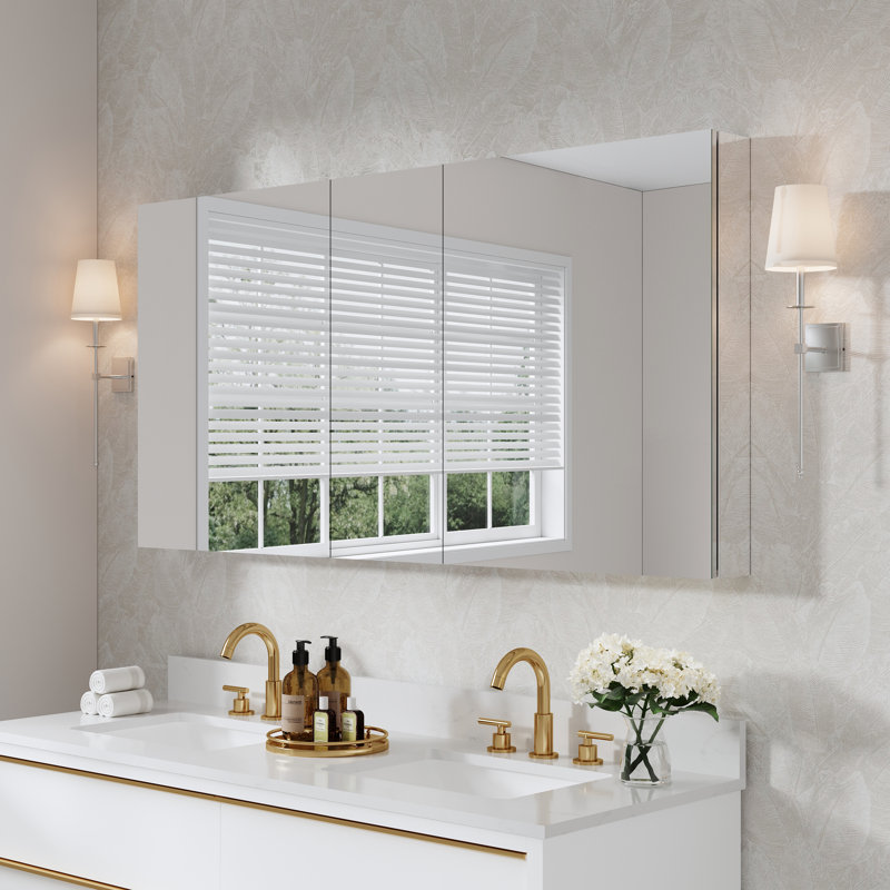 60''W X 30'H Bathroom  Recessed Or Surface Wall Mount Medicine Cabinet With Adjustable Glass Shelves