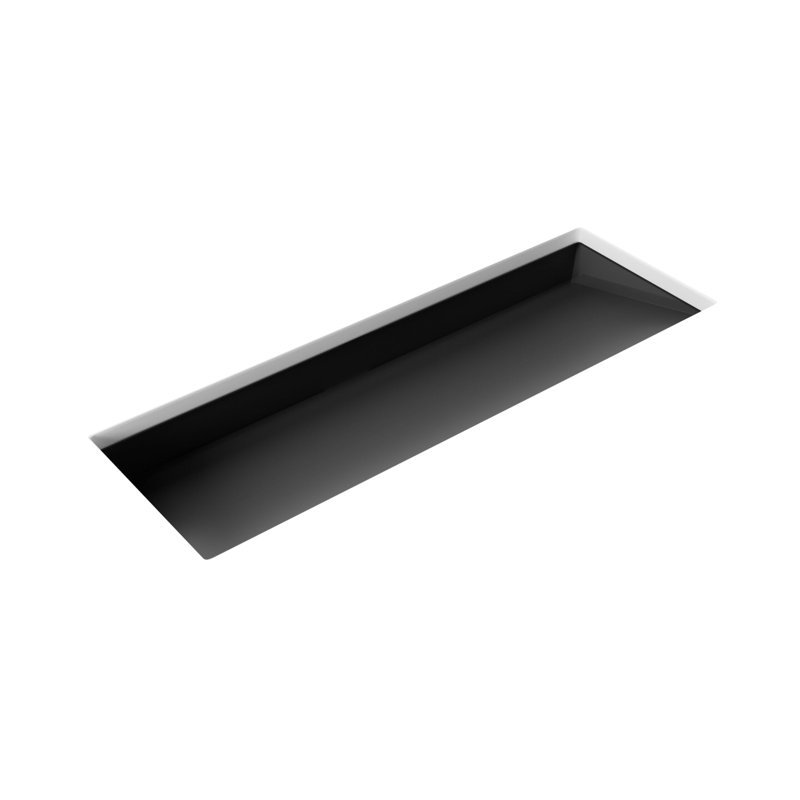 Lavabo de salle de bain encastré en résine 48 po x 16,1 po Badeloft UB-04-XL-MBLK, Noir mat