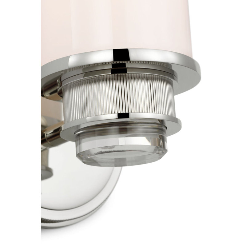 Percy 14" Single Bath Sconce with White Glass, Polished Nickel