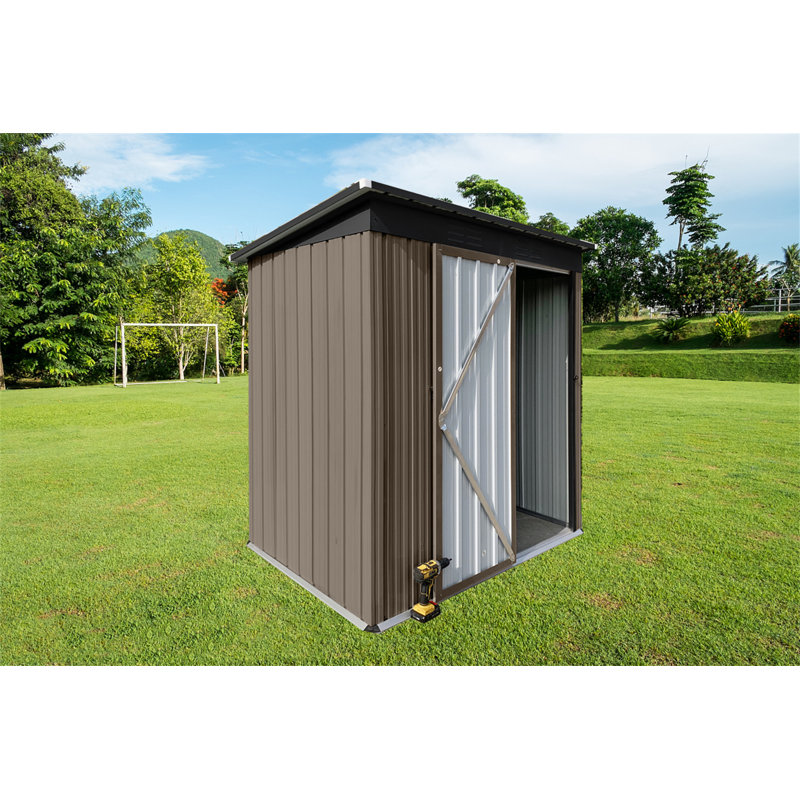 5 ft. 5 in. W x 4 ft. D Metal Storage Shed, Brown