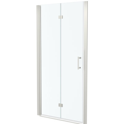 36"W X 72"H Fold Shower Door In Brushed Nickel With Tempered Glass - -Defending, Space Saving, Adjustable Property And Option