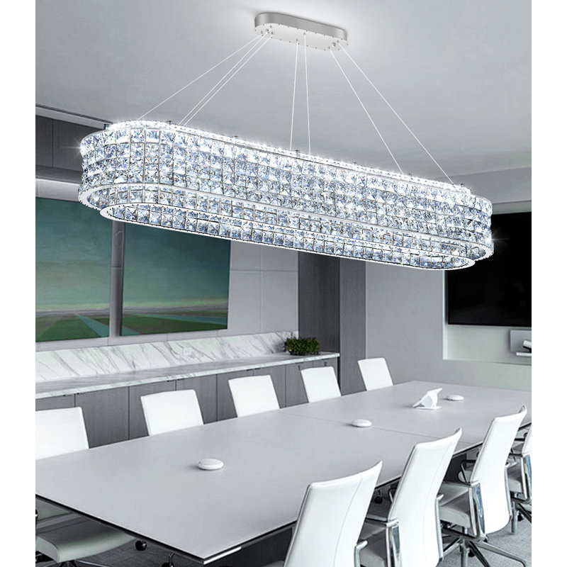 Lustre en cristal moderne pour salle à manger argent, Silver