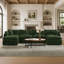 Canapé d'angle confortable en forme de U avec méridienne réversible, grand canapé d'angle modulaire en forme de U, deux poufs supplémentaires, chenille verte-237795058