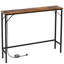 Console Table With Charging Station For Living Room, Rustic Brown-233215121