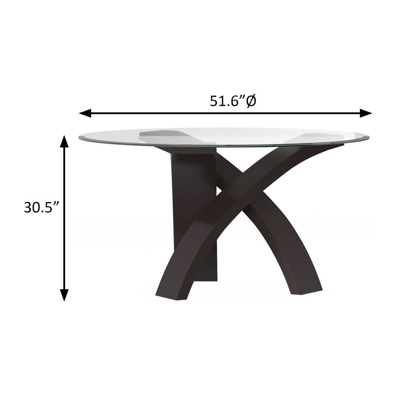 Table de salle à manger ronde contemporaine l 51,6 po, beige / noir