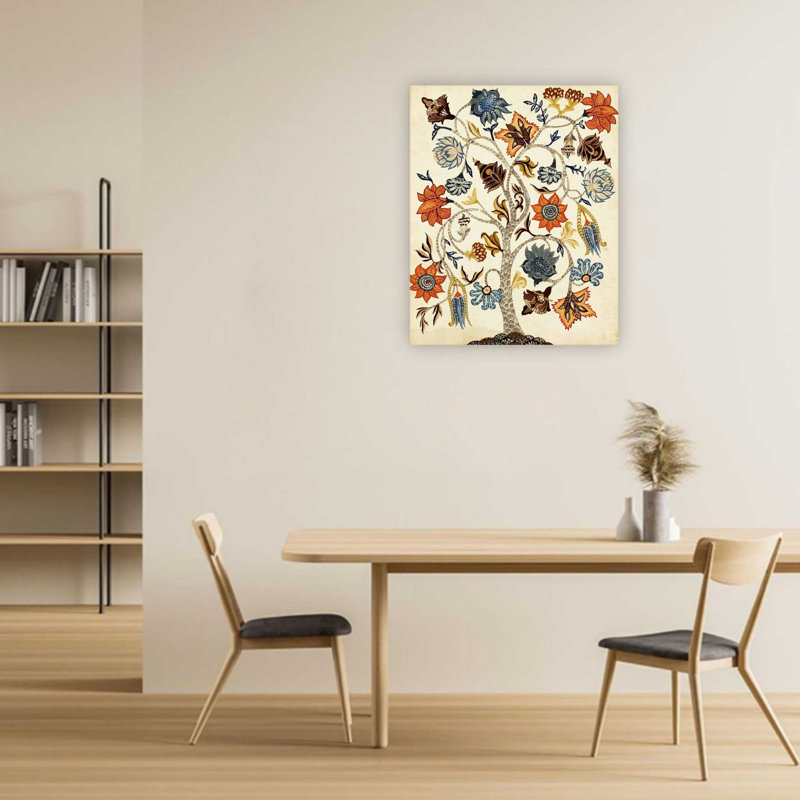 Décoration murale rétro sur toile, arbre de vie, beige 24 x 32