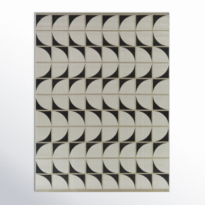 Fadila Charcoal Geometric Patio Indoor/Outdoor Area Rug