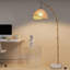 Lampe sur pied bohémienne à arc avec température de couleur réglable, design en rotin fabriqué à la main et base en marbre pour le salon et la chambre à coucher