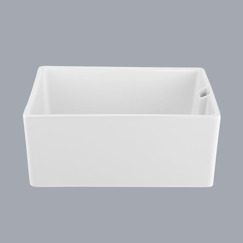 Évier de cuisine 23,6 po L x 18 po - Céramique blanche, bol simple, grattage, teinture, facile à entretenir, bol en céramique, grattage et teinture, lisse, désinfectant, longue durée