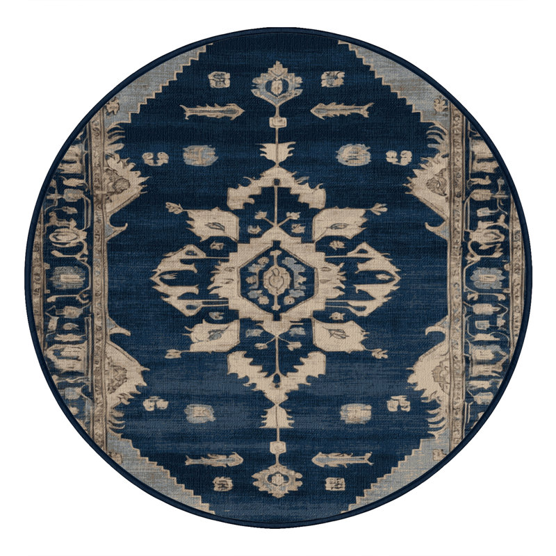 Tapis gris lavable à la machine, Rond 4 pi