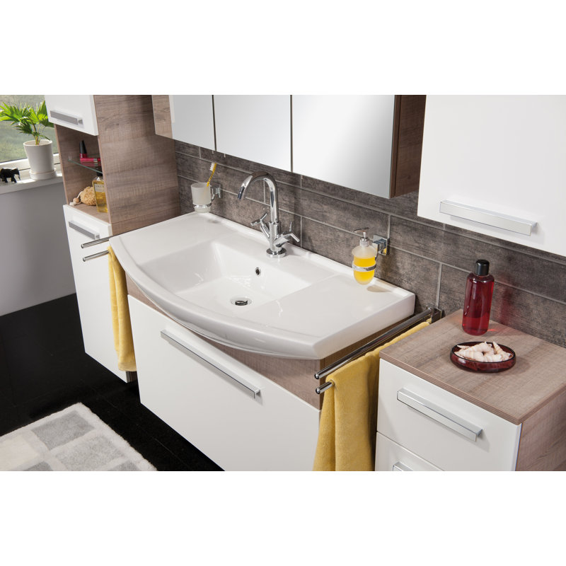 A-Vero 985 mm Single Vanity with Farmhouse Basin, Grau / Weiß