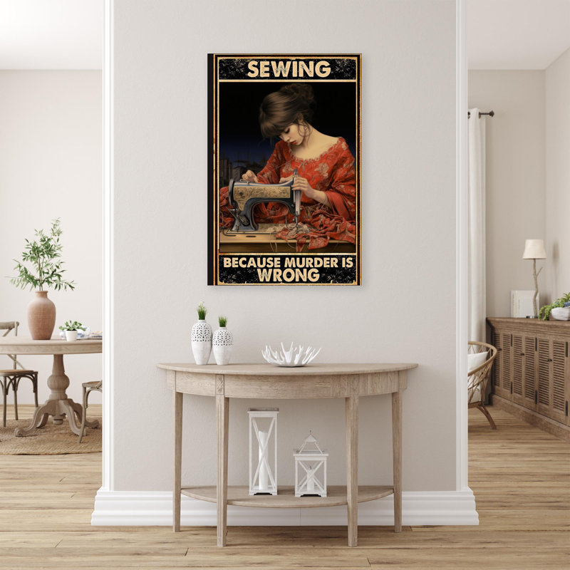 «Maici Woman Sewing 1 - 1 Pièce», reproduction d'art graphique sur toile tendue, L 16 po x H 20 po